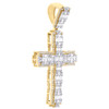 10K Yellow Gold Natural Baguette Diamond Geometric Cluster Cross Pendant 1.63 CT