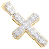 10K Yellow Gold Natural Baguette Diamond Geometric Cluster Cross Pendant 1.63 CT