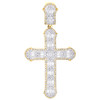 10K Yellow Gold Natural Baguette Diamond 2.5" Cluster Oval Cross Pendant 2.33 CT
