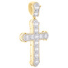 10K Yellow Gold Natural Baguette Diamond 2.5" Cluster Oval Cross Pendant 2.33 CT