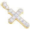 10K Yellow Gold Natural Baguette Diamond 2.5" Cluster Oval Cross Pendant 2.33 CT