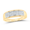 10K Yellow Gold Genuine Diamond Men's 5mm Raised Edge 3 Row Wedding Band 1/6 CT