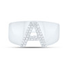 Sterling Silver Genuine Diamond Men's Block Letter A Initial Pinky Ring 1/8 CT