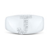 Sterling Silver Genuine Diamond Men's Block Letter J Initial Pinky Ring 1/10 CT