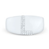 Sterling Silver Genuine Diamond Men's Block Letter L Initial Pinky Ring 1/12 CT