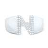 Sterling Silver Genuine Diamond Men's Block Letter N Initial Pinky Ring 1/6 CT