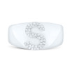 Sterling Silver Genuine Diamond Men's Block Letter S Initial Pinky Ring 1/8 CT