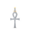 10K Yellow Gold Genuine Round Diamond Unisex Iced Out Ankh Cross Pendant 1/3 CT
