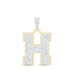 10K Yellow Gold Real Baguette Diamond Iced Out Letter H Initial Pendant 1.33 CT