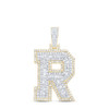 10K Yellow Gold Real Baguette Diamond Iced Out Letter R Initial Pendant 1.33 CT