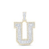 10K Yellow Gold Real Baguette Diamond Iced Out Letter U Initial Pendant 1.20 CT