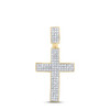 10K Yellow Gold Genuine Round Diamond Men's Religious Charm Cross Pendant 1/2 CT