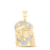 .925 Yellow Gold Plated Real Diamond Religious Charm Jesus Face Pendant 0.88 CT