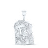 .925 Sterling Silver Genuine Diamond Religious Charm Jesus Face Pendant 0.88 CT