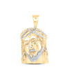 .925 Yellow Gold Plated Real Diamond Religious Charm Jesus Face Pendant 1.33 CT