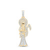 10K Yellow Gold Genuine Diamond Iced Reaper Charm Santa Muerte Pendant 1.75 CT