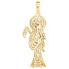 10K Yellow Gold Genuine Diamond Iced Reaper Charm Santa Muerte Pendant 1.75 CT