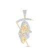10K Yellow Gold Genuine Diamond Men's Iced Charm Grim Reaper Scythe Pendant 2 CT