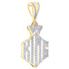 10K Yellow Gold Natural Diamond Iced Out Monogram KING w/ Crown Pendant 1/2 CT