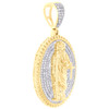 10K Yellow Gold Real Diamond Ridged Oval Walking Jesus Medallion Pendant 1/2 CT
