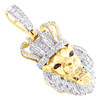 10K Yellow Gold Natural Baguette Diamond Heart Crown Roaring Lion Pendant 1 CT