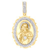 10K Yellow Gold Genuine Diamond Filigree Oval St. Jude Medallion Pendant 1/6 CT
