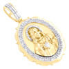 10K Yellow Gold Genuine Diamond Filigree Oval St. Jude Medallion Pendant 1/6 CT