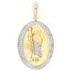 10K Yellow Gold Genuine Diamond Starburst Oval St. Jude Medallion Pendant 1/4 CT