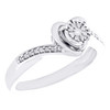 10K White Gold Real Diamond Floral Bypass Heart Halo Flower Promise Ring 1/10 CT