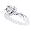 10K White Gold Real Diamond Floral Bypass Heart Halo Flower Promise Ring 1/10 CT
