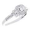 10K White Gold Natural Diamond 2 Row Fleur Lily Halo Square Promise Ring 1/4 CT