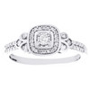 10K White Gold Natural Diamond 2 Row Fleur Lily Halo Square Promise Ring 1/4 CT