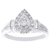 10K White Gold Real Baguette Diamond Cathedral Teardrop Halo Promise Ring 1/4 CT
