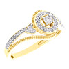 10K Yellow Gold Real Diamond Bead Swirling Halo Bypass Heart Promise Ring 1/5 CT