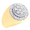 10K Yellow Gold Genuine Diamond Mens Tiered Triple Halo Circle Pinky Ring 3/4 CT