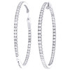 14K White Gold Genuine Diamond Women's 3mm XL In & Out Hinged Hoop Earrings 5 CT