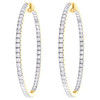 14K Yellow Gold Genuine Diamond Womens 3mm XL In & Out Hinged Hoop Earrings 5 CT
