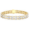 10K Yellow Gold Real Baguette Diamond 9.5mm Domed Link Tennis 8" Bracelet 2 CT
