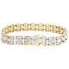 10K Yellow Gold Real Baguette Diamond 9.5mm Domed Link Tennis 8" Bracelet 2 CT