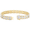 10K Yellow Gold Real Baguette Diamond 9.5mm Domed Link Tennis 8" Bracelet 2 CT