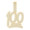 925 Yellow Gold Plated Moissanite Emoji Charm Iced Out Score 100 Pendant 0.94 CT
