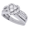 10K White Gold Diamond Heart Engagement Ring Wedding Band Bridal Set 0.75 Ct.