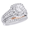 14K White Gold 5/8 ct. Solitaire Round Diamond Wedding Ring Bridal Set 2ct. t.w.
