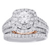 14K White Gold 5/8 ct. Solitaire Round Diamond Wedding Ring Bridal Set 2ct. t.w.
