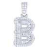 925 Sterling Silver Princess Moissanite Block Letter B Initial Pendant 0.42 CT