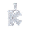 925 Sterling Silver Princess Moissanite Block Letter K Initial Pendant 0.64 CT