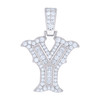 925 Sterling Silver Princess Moissanite Block Letter Y Initial Pendant 0.53 CT