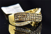 Brown & White Diamond Wedding Anniversary Band Round Cut 10K Yellow Gold