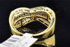 Brown & White Diamond Wedding Anniversary Band Round Cut 10K Yellow Gold