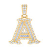 Yellow Gold Plated Princess Moissanite Block Letter A Initial Pendant 1.01 CT